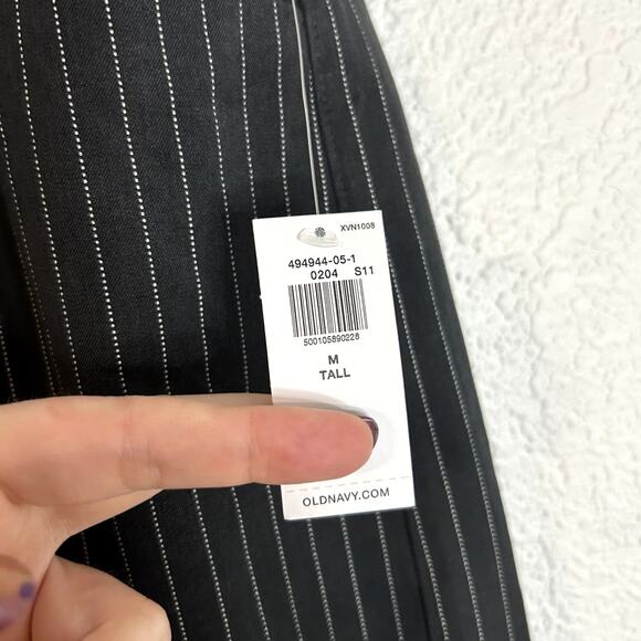 Old Navy High Rise Pixie Wide Leg Pant Womens Size Medium Tall NWT Gray White - Picture 3 of 6